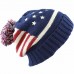 American Flag Thick Knit Beanie with Pom Pom Winter Hat Adult Kids Junior  eb-08413789